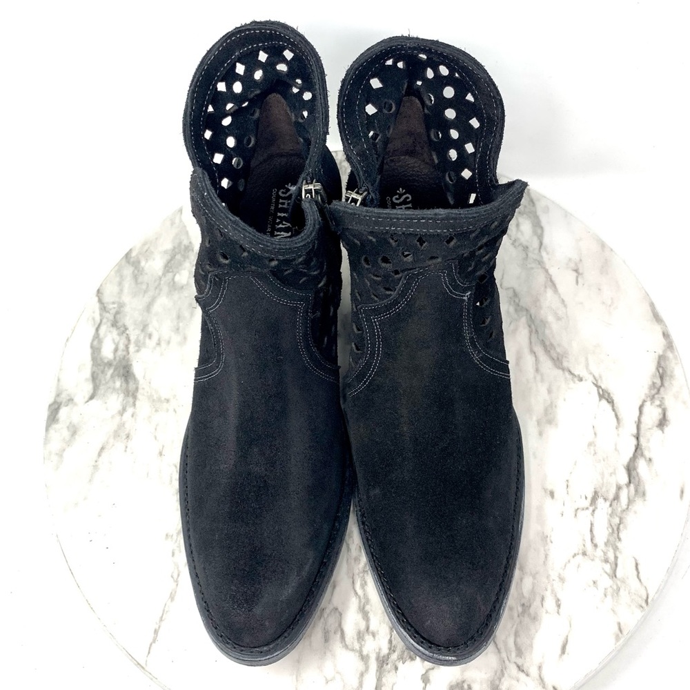 Shyanne Nicki Perforated Suede Western Booties 8.5 Bohemian Classic Country Boho - Picture 6 of 16
